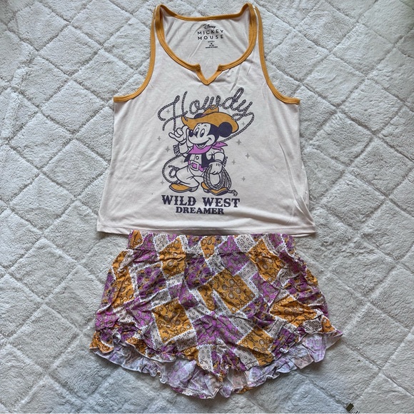 Disney | Mickey Mouse "Howdy" Tank Top and Shorts Pajama Set | Size 8-10 - Picture 2 of 12